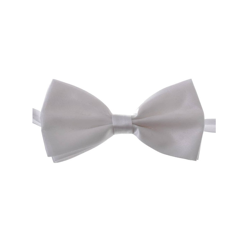 Adjustable White Satin Bow Tie Costume Accessory