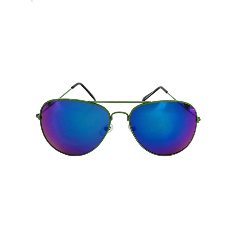 Aviator Green Metal Frame Costume Glasses