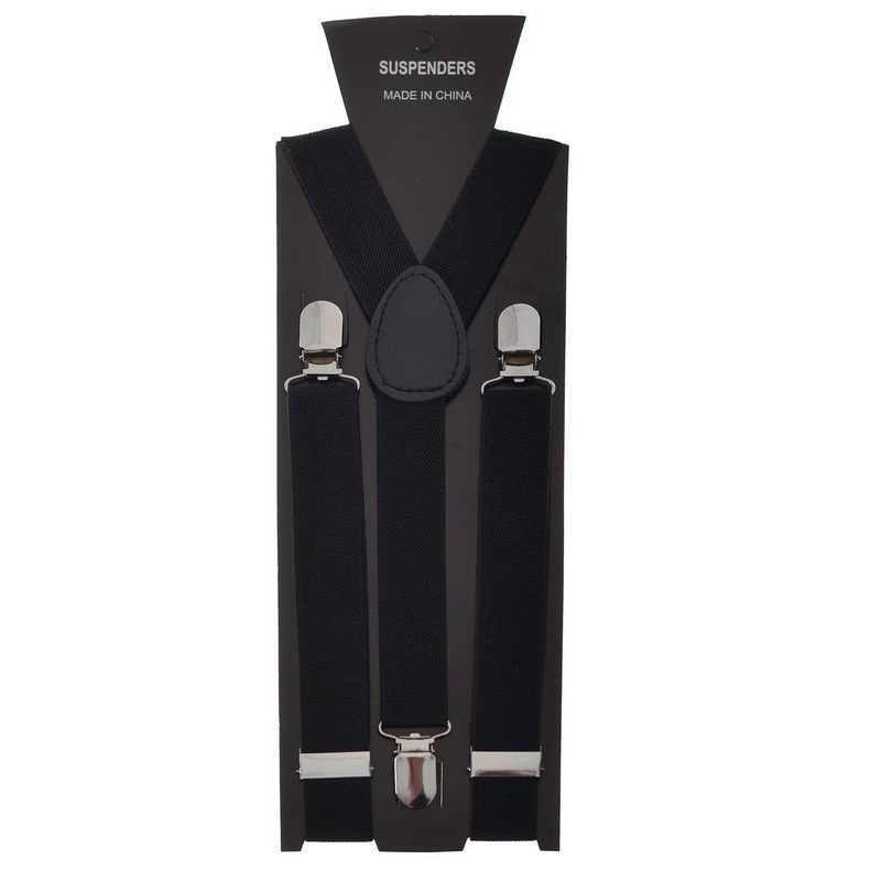 Basic Black Stretch Suspenders Costume Accessory