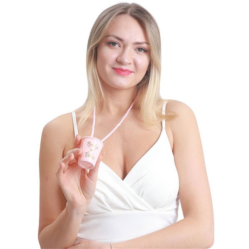 Bride Tribe Pink Shot Glass Beaded Necklace