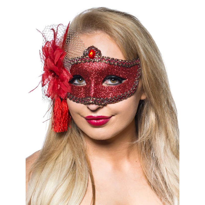 Celebration Red Glitter Masquerade Mask