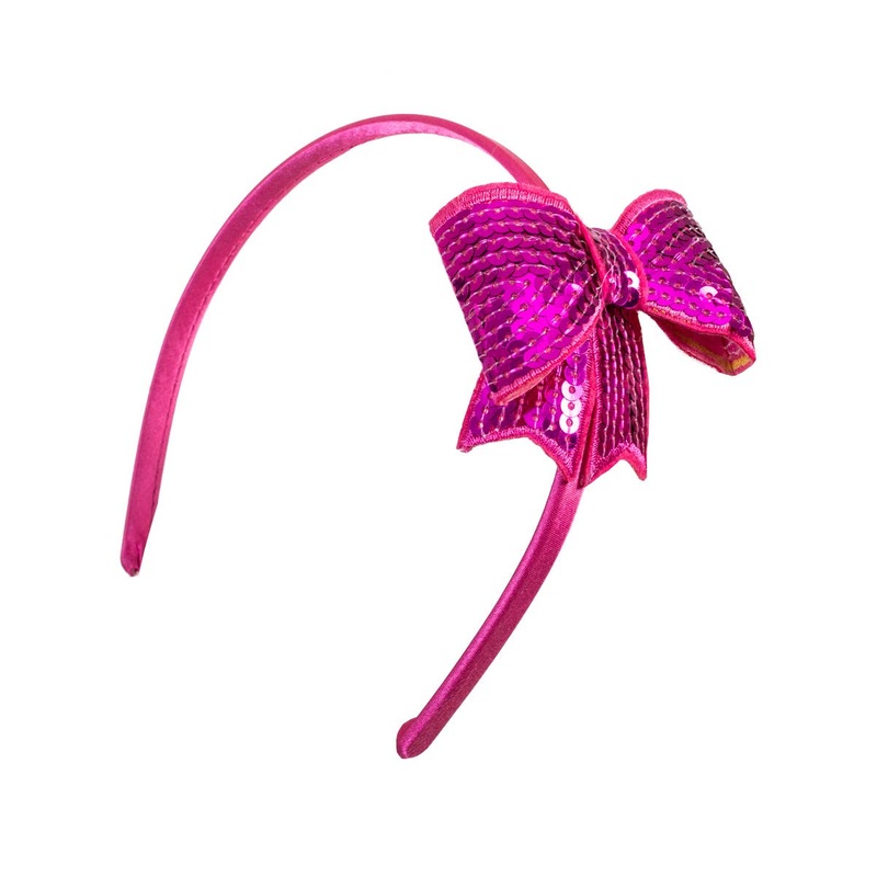 Cute Pink Sequinned Bow on Headband