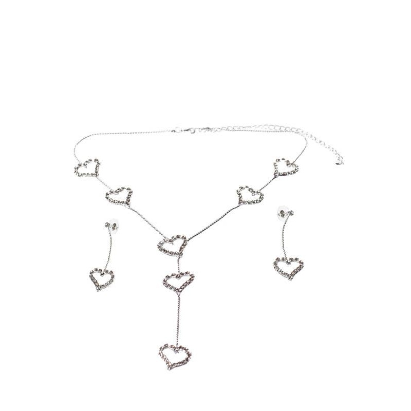 Dangling Hearts Rhinestone Jewellery Set