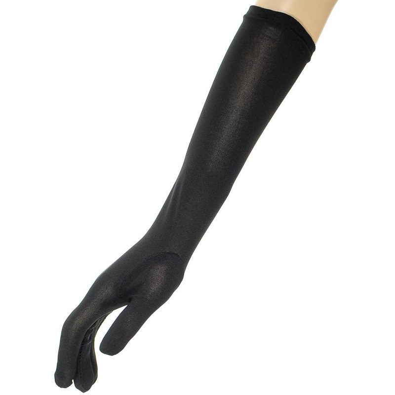 Elbow Length Stretchy Black Costume Gloves