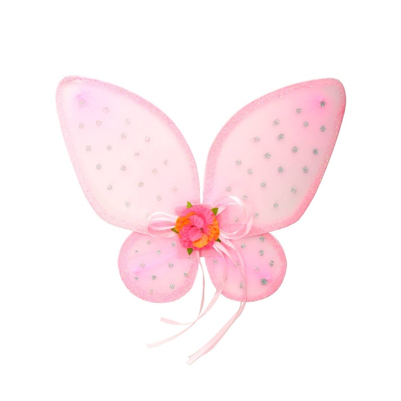 Enchanting Pink Glitter Girls Fairy Costume Wings