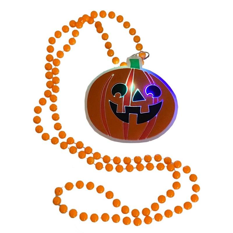 Flashing Friendly Orange Pumpkin Halloween Necklace