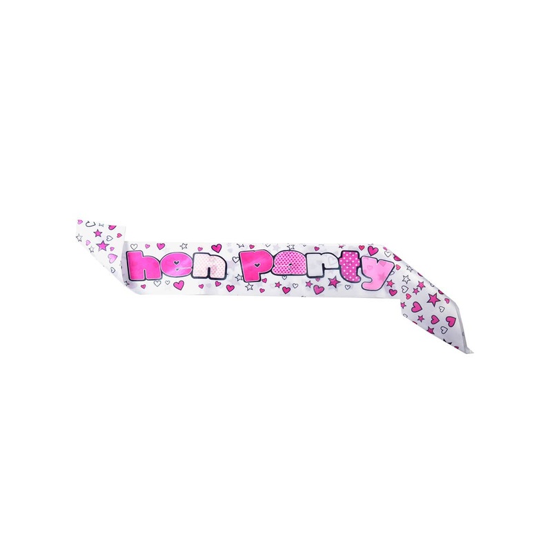 Hens Party Sash with Pink and White Text and Stars