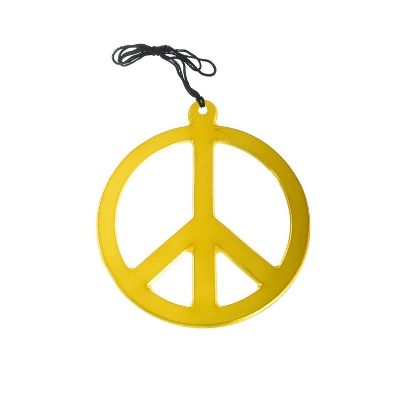 Jumbo Gold Peace Sign Novelty Necklace