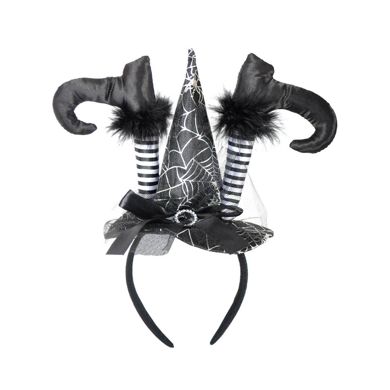 Mini Black Witch Hat with Feet Halloween Headband