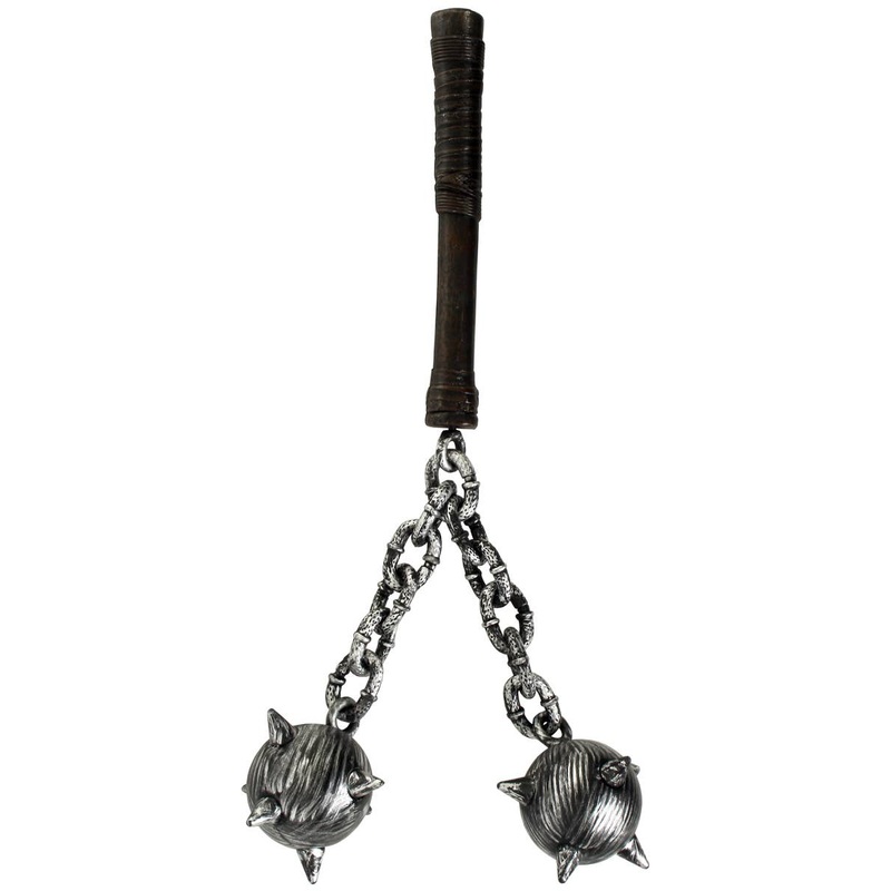 One Handed Double Spiked Medieval Flail Costume Weapon