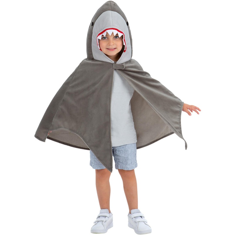 Plush Shark Kids Hooded Grey Costume Cape
