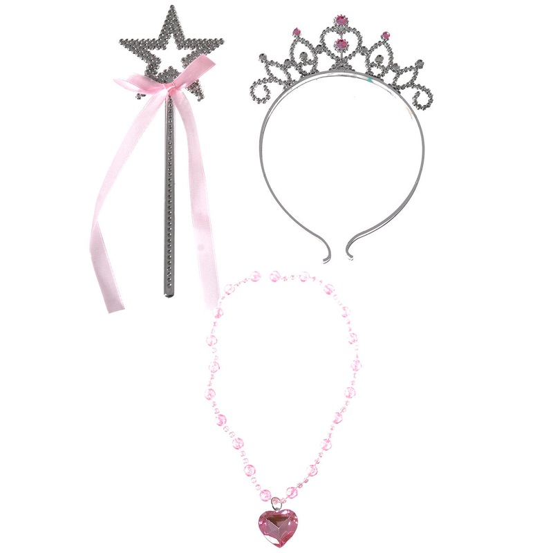 Princess Girls Pink Wand, Necklace And Tiara Set