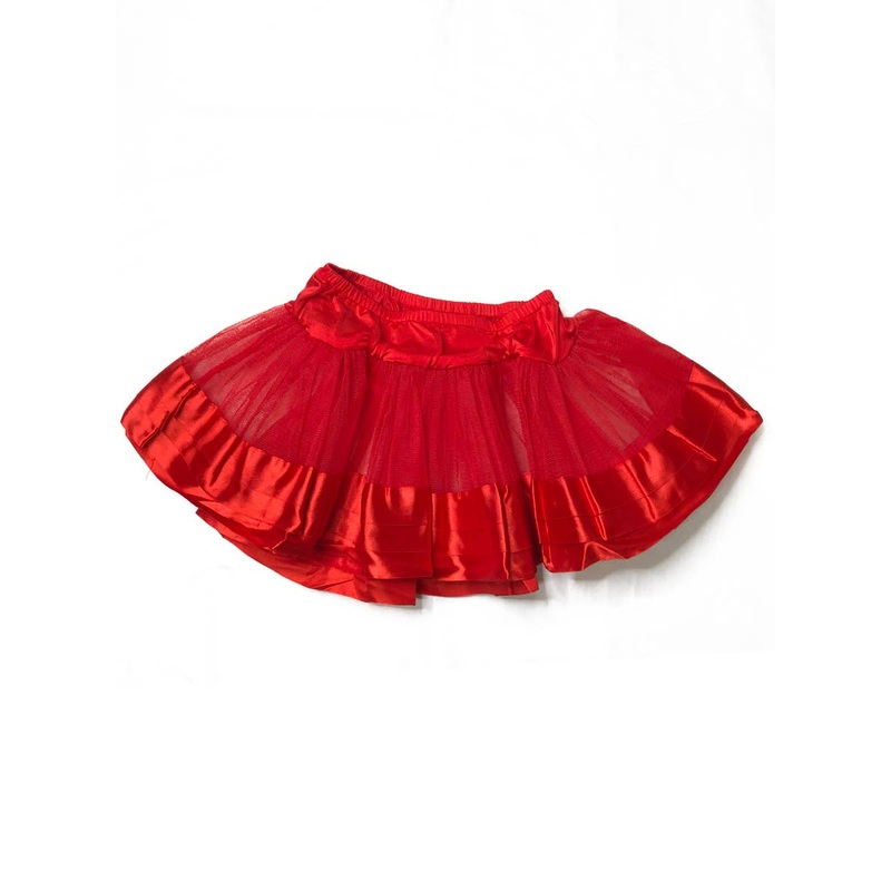 Red Satin Trimmed Womens Petticoat - One Size