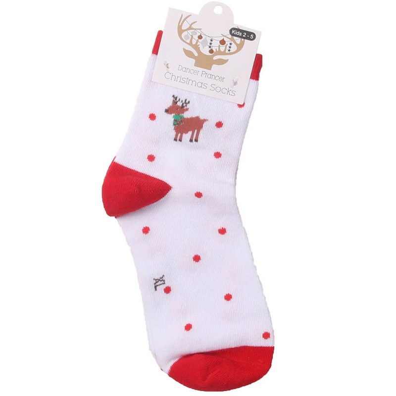 Reindeer Print Kids Novelty Christmas Socks