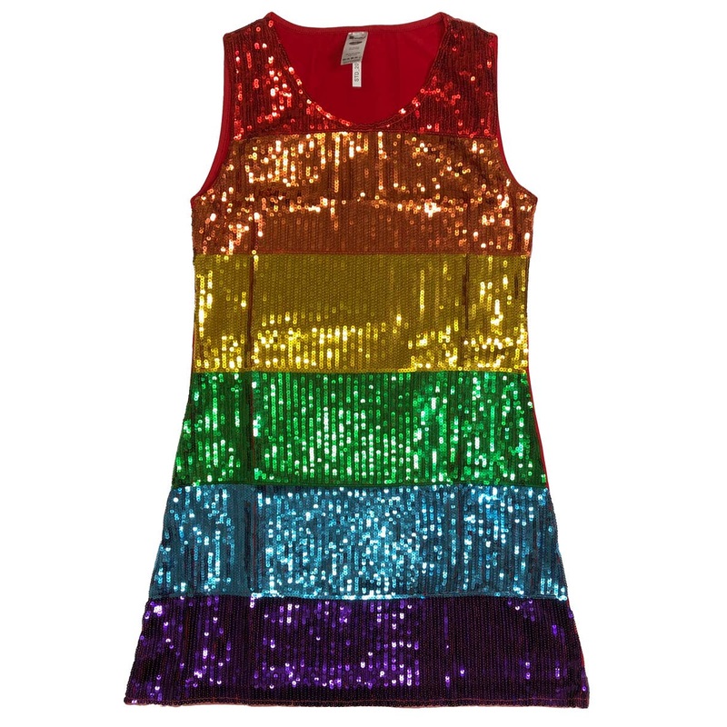 Sequin Rainbow Womens Costume Dress - Size Small