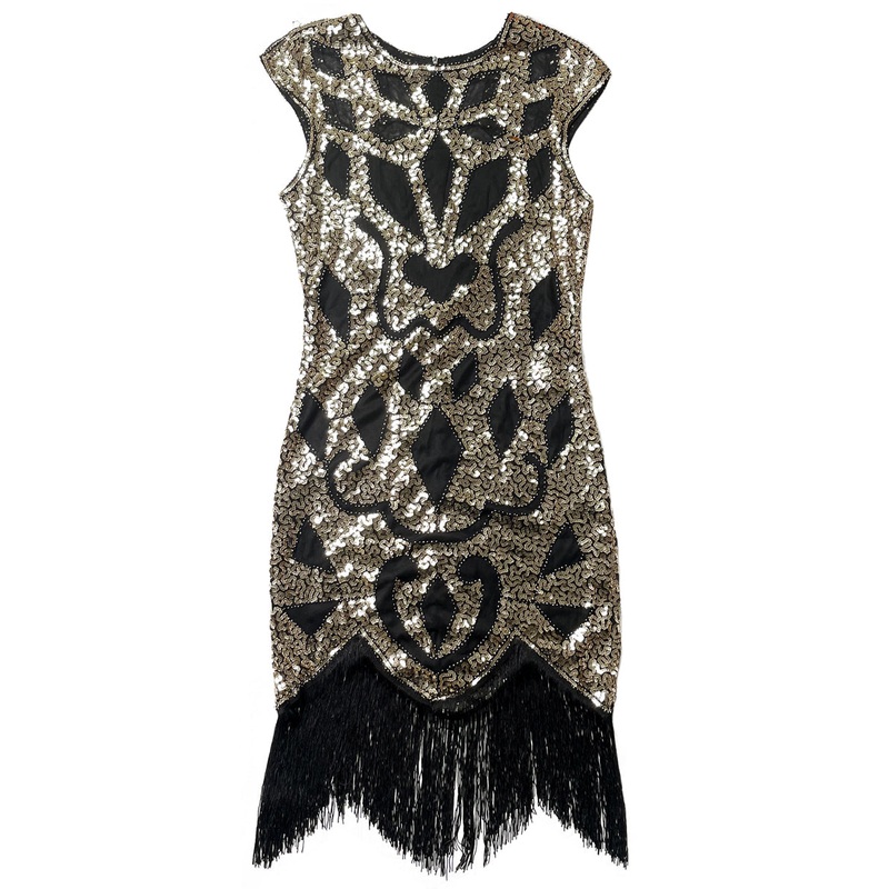1920s Black and Gold Sequin Womens Plus Size Costume  Size 2XL