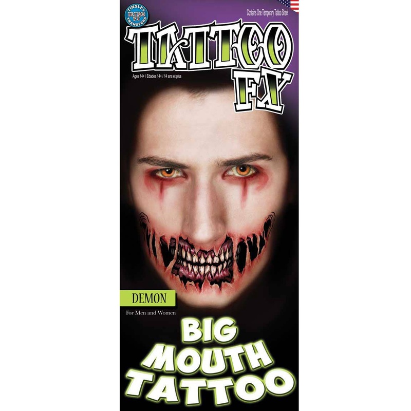 Big Mouth Demon Halloween Temporary Tattoo FX