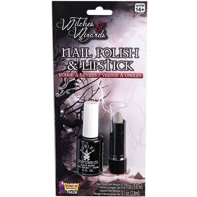 Black Nail Polish and Grey Lipstick Makeup Set