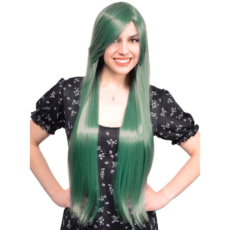 Brielle Womens Extra Long Straight Sage Green Costume Wig