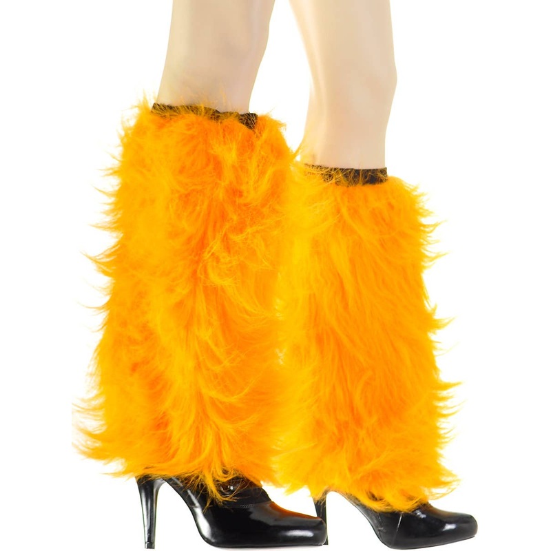 Club Candy Bright Orange Womens Fur Leg Warmers
