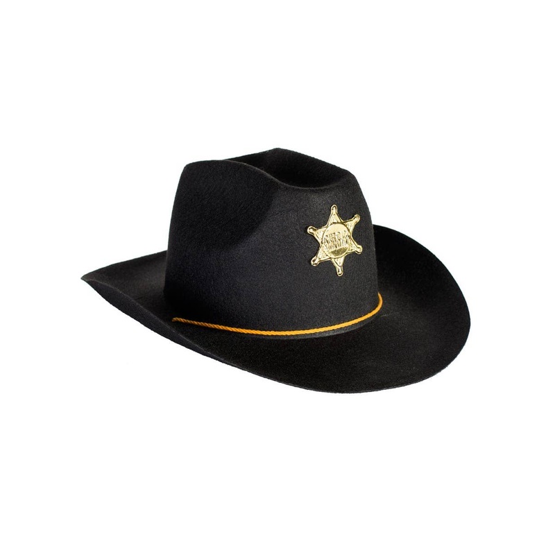 Cowboy Sheriff Black and Gold Costume Hat