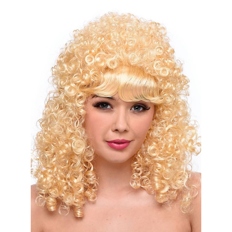 Dolly Parton Womens Long Curly Blonde Costume Wig