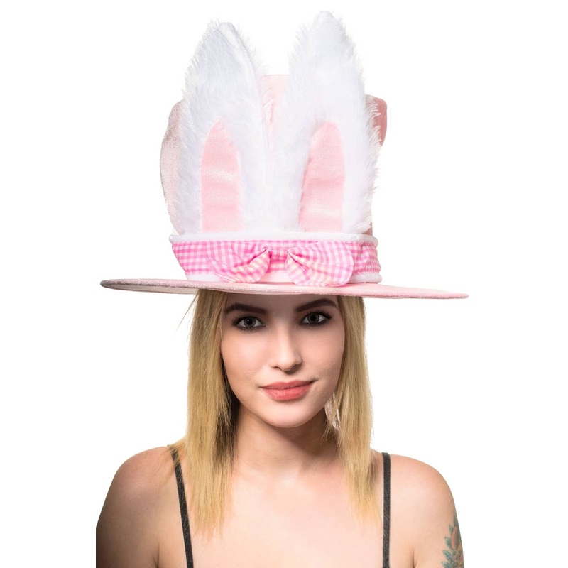 Easter Plush Pink Top Hat With Bunny Ears