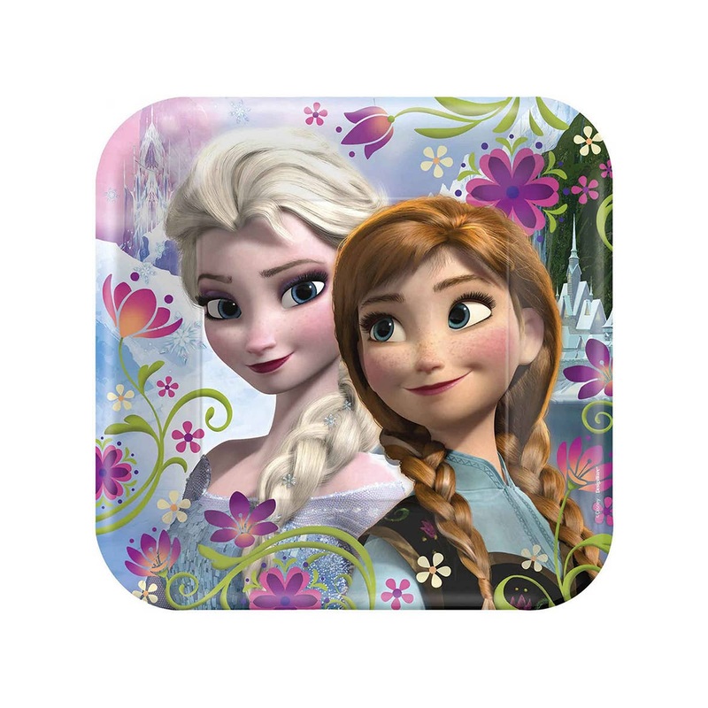 Frozen Pack of 8 Large 23cm Square Paper Plates