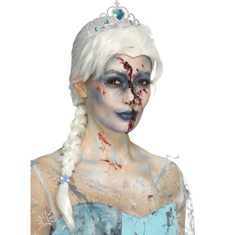 Frozen Womens White Braided Costume Wig with Snowflakes