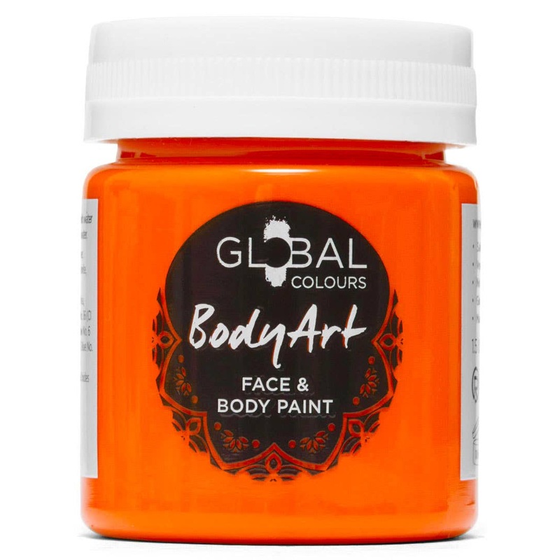 Global Colours 45ml UV Neon Orange Cream Face and Body Paint