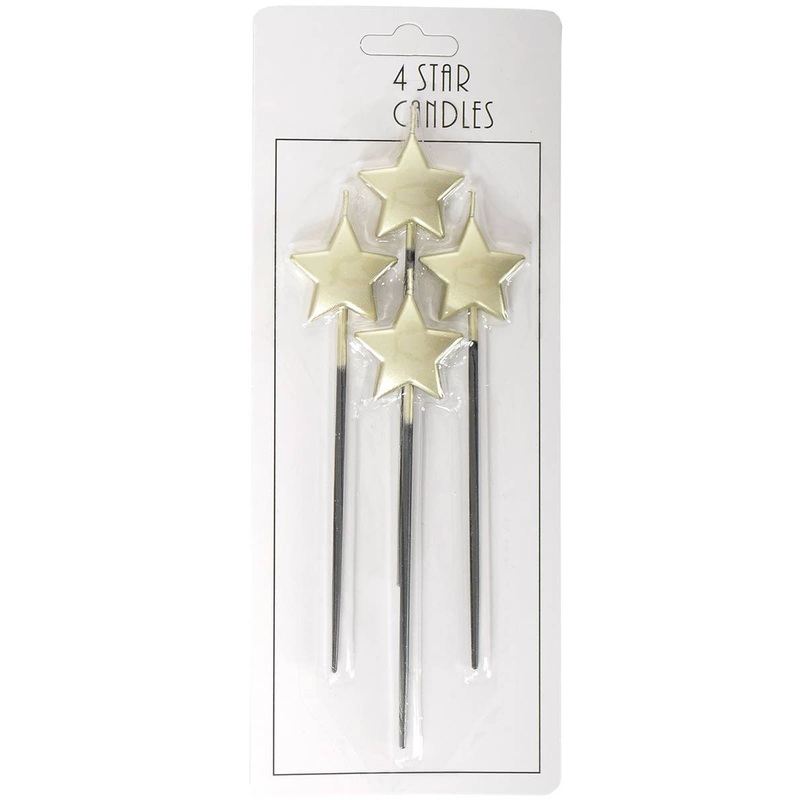 Gold 14cm Star Shaped Pack of 4 Candles