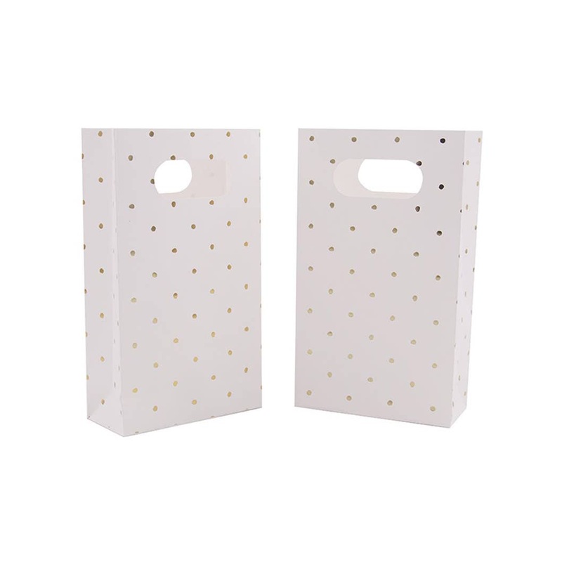 Gold and White Polka Dot 6 Pack Paper Favour Bags