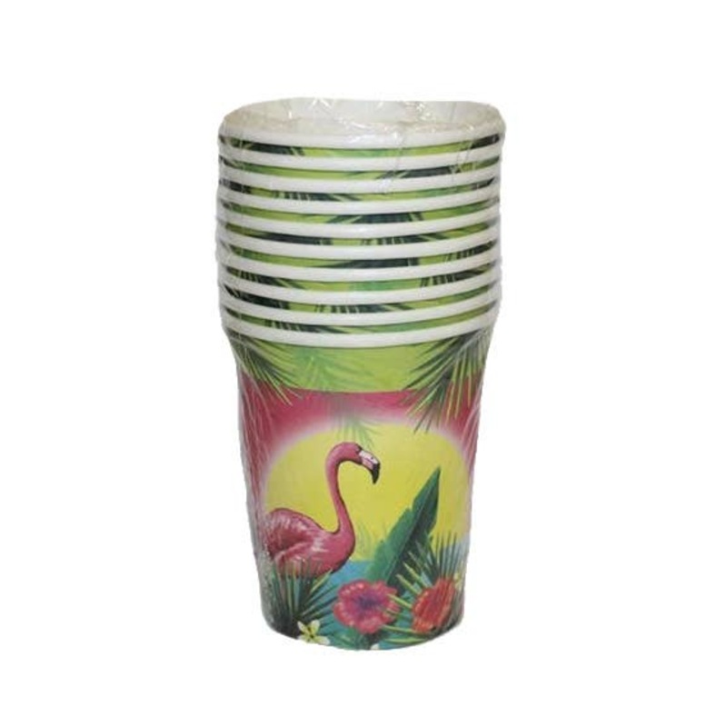 Hawaiian Themed Flamingo Party Cups - 10 Pack