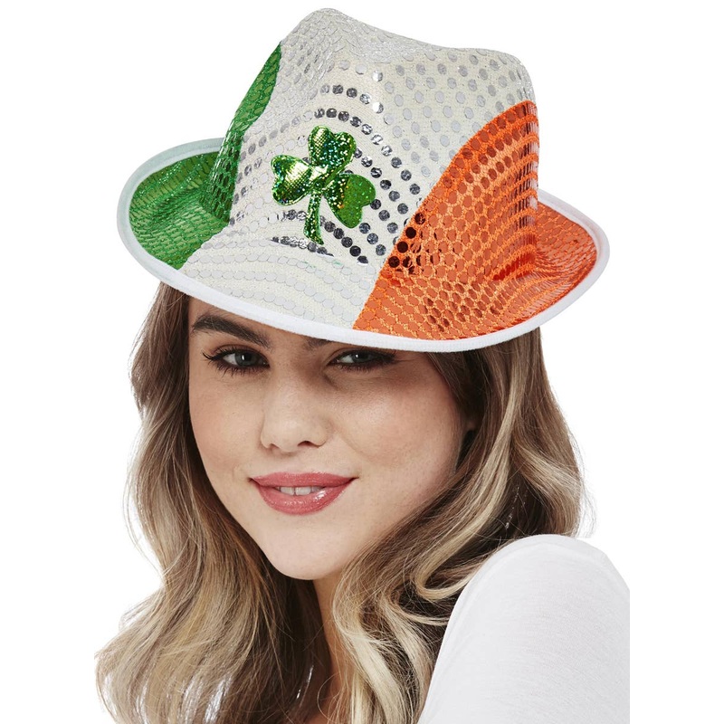 Irish Flag St Patrick's Day Sequinned Trilby Costume Hat