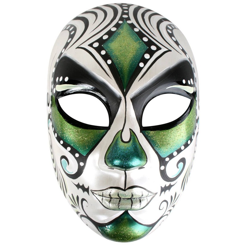 Juanita Full Face Green and White Masquerade Mask