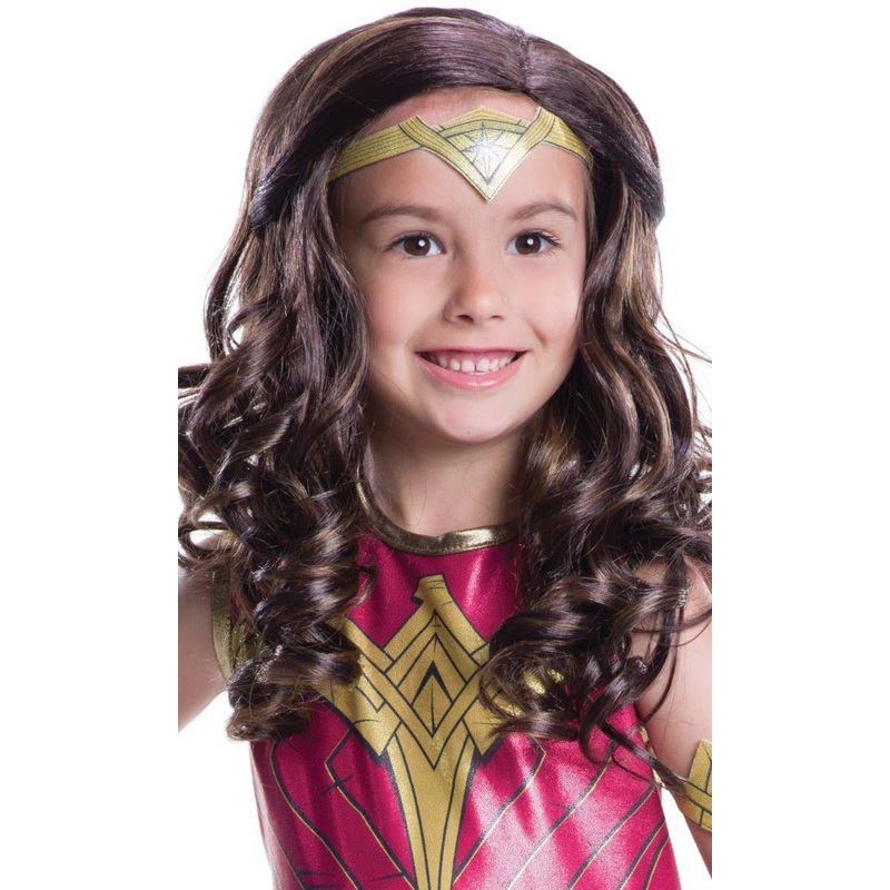 Justice League Girls Wonder Woman Curly Brown Costume Wig