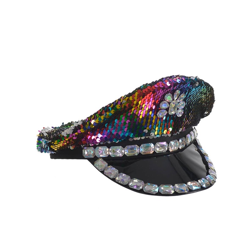 Mardi Gras Visor Hat with Reversible Sequins
