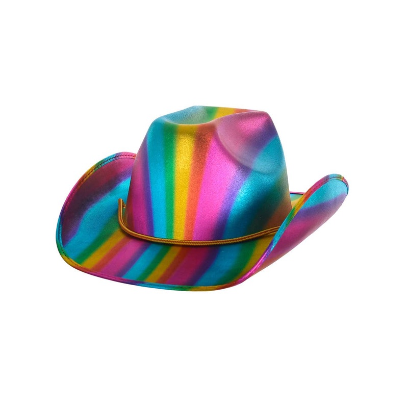 Metallic Rainbow Striped Cowboy Costume Hat