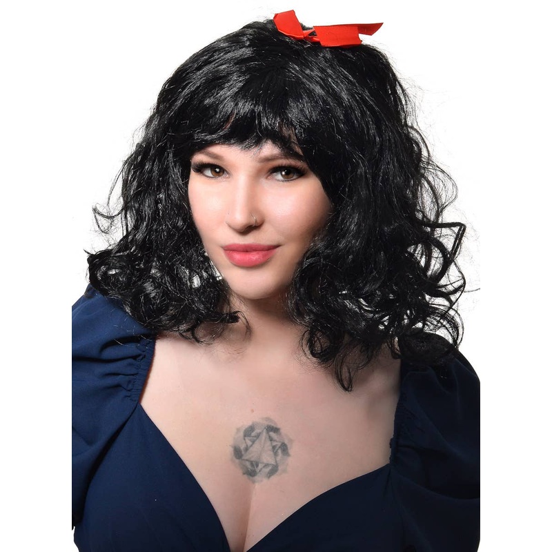 Mid Length Black Fairytale Princess Womens Costume Wig