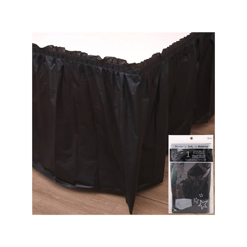 Midnight Black 426cm Plastic Table Skirt