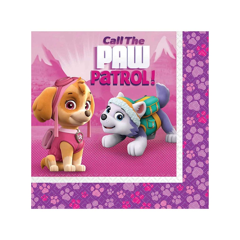 Paw Patrol Pink 16 Pack Lunch Napkins