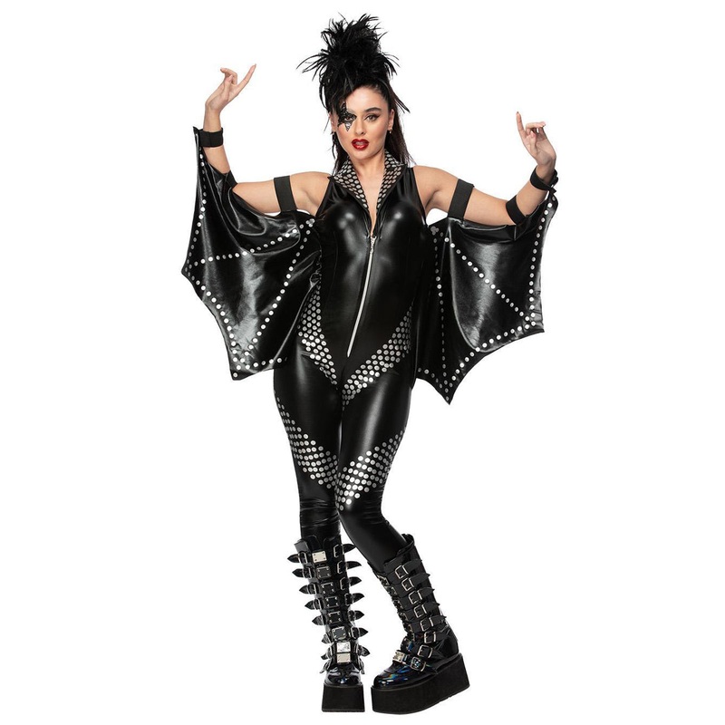 Rockstar Plus Size Womens Sexy 80s KISS Black Jumpsuit Costume