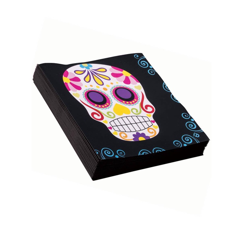 Small 13cm Day of the Dead Halloween Party Napkins - 16 Pack