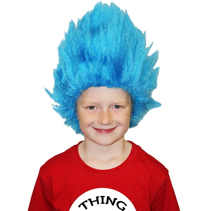 Spiked Blue Kids Thing One Book Week Costume Wig