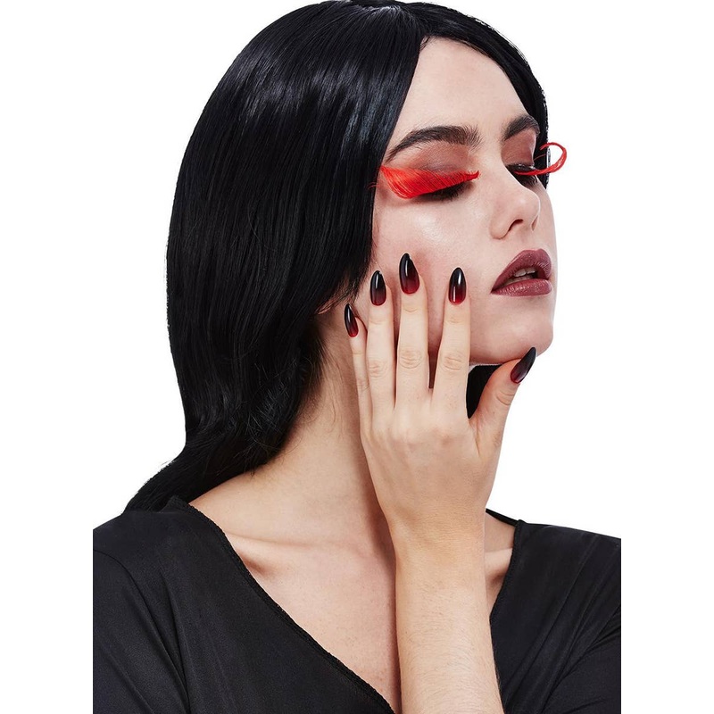 Stick On Red Eyelashes and Fake Nails Halloween Makeup Kit