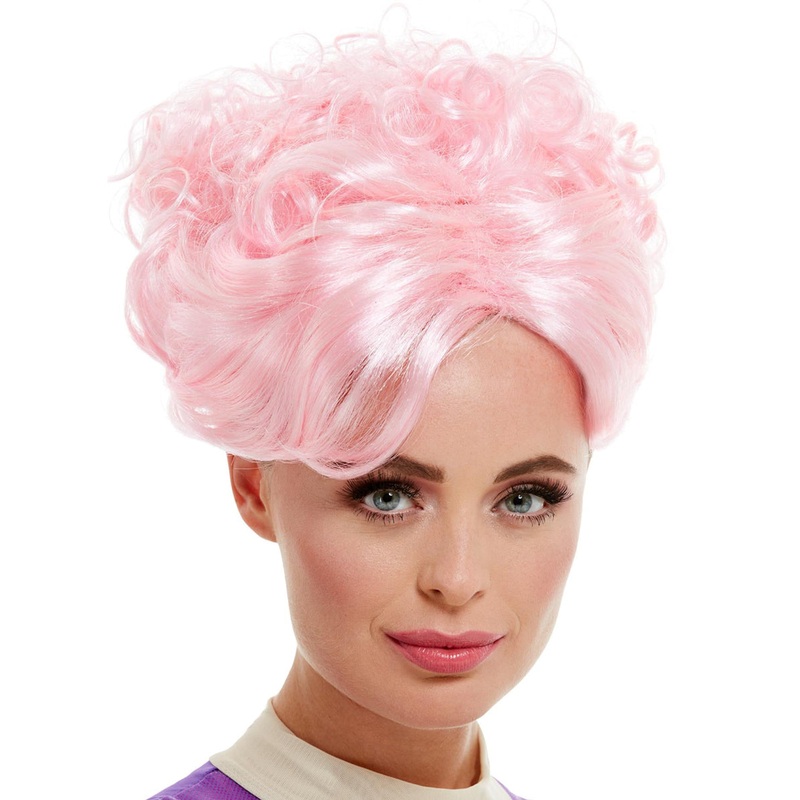 Trapeze Artist Pink Curly Updo Costume Wig