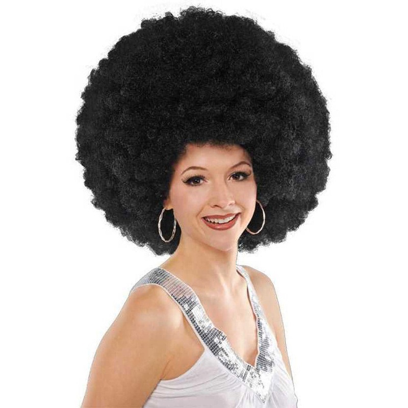 Voluminous Womens 1970s Black Afro Costume Wig