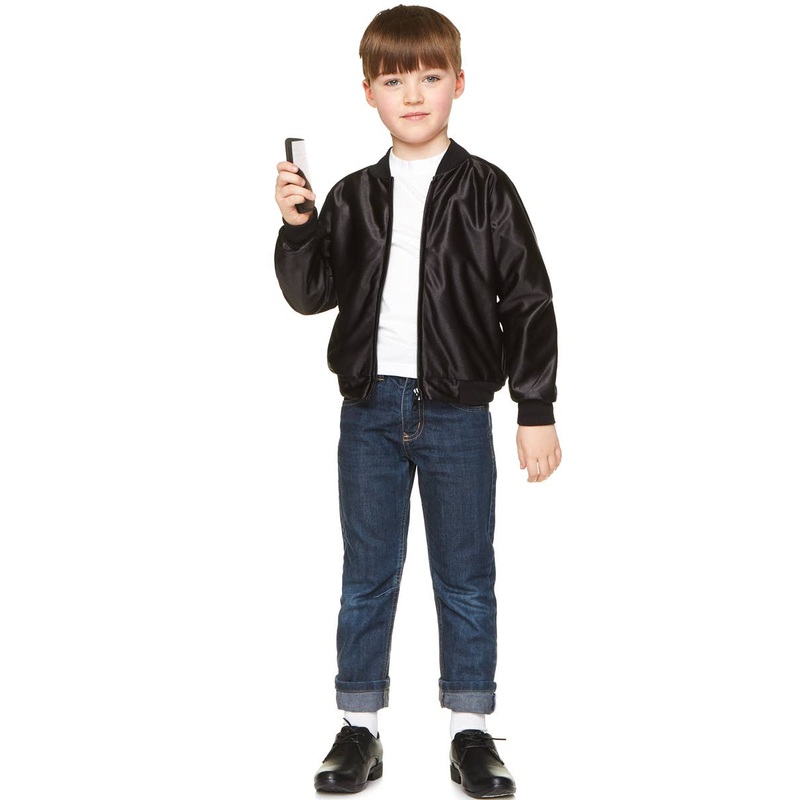 1950s Boys Black Thunderbirds Greaser Costume Jacket