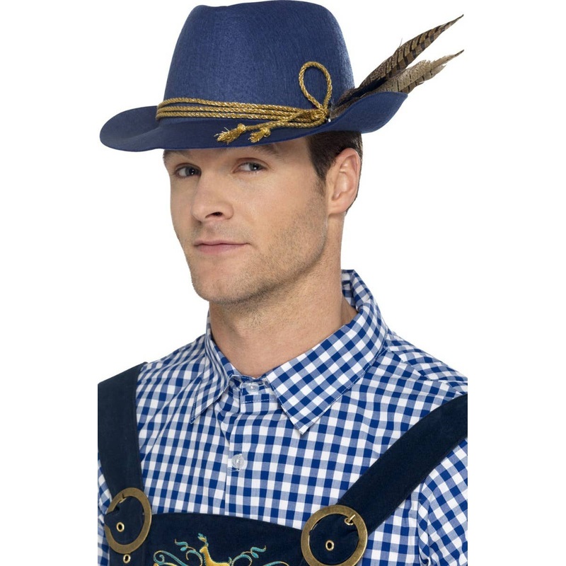 Bavarian Blue Mens Oktoberfest Costume Hat
