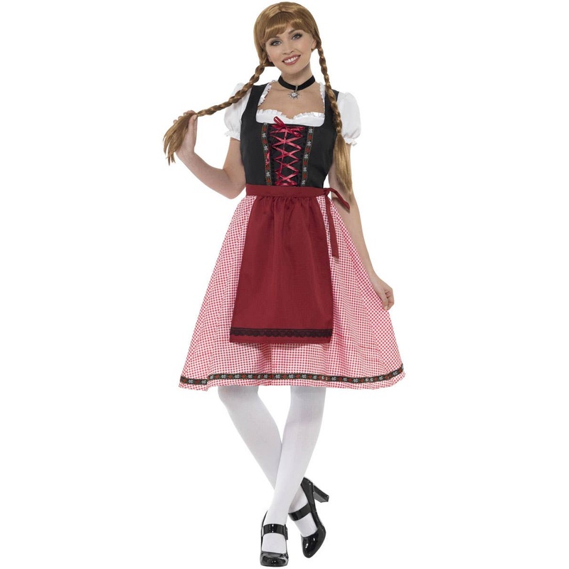 Bavarian Tavern Maid Womens Red Oktoberfest Costume